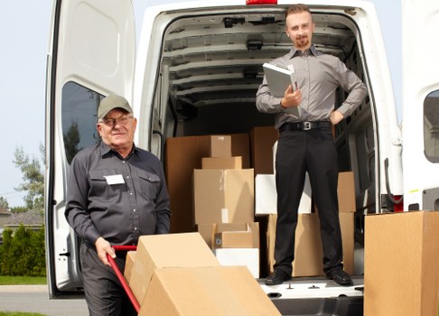 Packed moving boxes ready for removals in Fulham