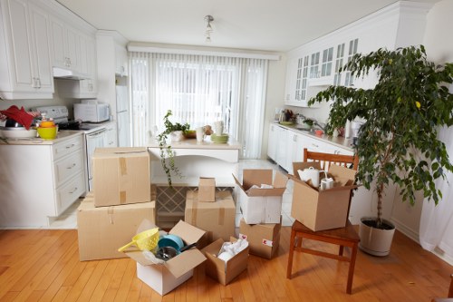 Prepared furniture items ready for removal from a Fulham property