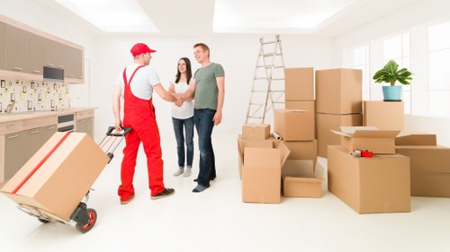 Packed moving truck securing household belongings safely