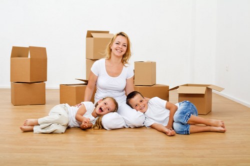 Packing boxes and furniture prepared for a Fulham relocation