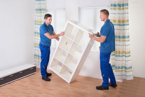 Organized Fulham storage unit with boxed household contents